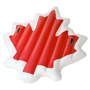 factory customized heavy duty vinyl inflatable maple leaf float durable plastic water swimming air mat lilo floating