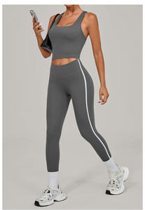 Ribbed tank Top Women High Waist Workout Leggings Yellow Sports Set Tights and <strong>Jeggings</strong> for Ladies - Product Image 3