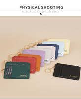 Dompet Kartu Minimalis Tipis Baellerry untuk Wanita, Dompet Koin Trendy dengan Kantong Resleting dan Gantungan Kunci