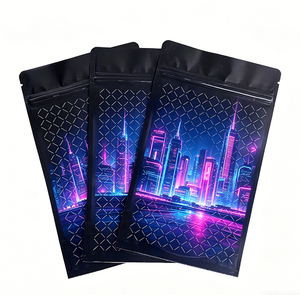 Minlee Security Frosted Mylar <b>Black</b> Stand up Flat Bottom Ziplock <b>Small</b> Air Tight Custom Logo Silk Screen Printed Snack <b>Bags</b> - Product Image 4