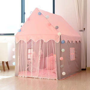 Casa de juegos interior para niños y niñas, tienda de juegos de princesa rosa - Product Image 4