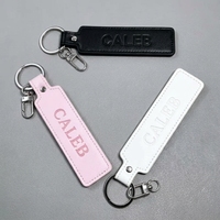 Porte-clés en cuir personnalisés avec strass, breloques métalliques DIY avec nom d'idole, lettres, accessoires de sac, porte-clés en cuir PU