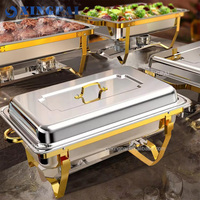 XINGPAI Équipement de Restauration Commerciale Chauffe-Plats Buffet en Argent 11 L Design Moderne Plats Chafing Rectangulaires Dorés