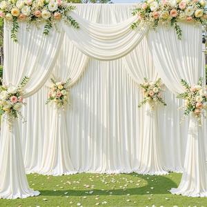 Rideaux de fond élégants en ivoire sans plis pour mariages, fêtes, décors photo, baby showers et décorations - Product Image 2