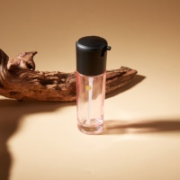 Bouteilles de sérum de luxe en rose givré de 40ml pour le visage, huile essentielle, bouteille ronde en verre cosmétique avec bouchon noir