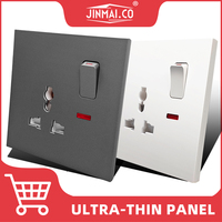 Prise murale blanche 13A à 3 broches avec interrupteur, néon, prise universelle UK SP/DP, 2 sorties USB et protection contre les surcharges d'appareils