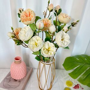 Nuovo Arrivo Transfrontaliero: Composizione Floreale in Stile Austin a 4 Teste, Colori Primaverili, Peonia Occidentale, Centrotavola in Fiori Artificiali Intrecciati - Product Image 1