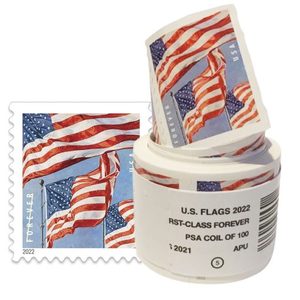 2022 drapeaux américains première classe pour toujours bobine de 100 feuilles affranchissement rouleau étiquettes de courrier cartes postales 2021 cartes postales étiquettes d'emballage 2022 - Product Image 1