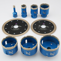 Jeu de forets diamantés à sec brasés sous vide/kits de coupe diamantés pour trous/jeu de forets creux pour carreaux de céramique en granit