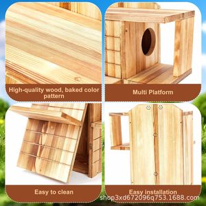บ้านกระรอกไม้สไตล์ครอส-บอร์เดอร์แบบใหม่, รังกระรอกแขวนกลางแจ้งทำจากไม้เนื้อแข็ง, ผู้ผลิตรังกระรอกไม้ - Product Image 5
