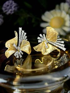 Pendientes de Diamantes Naturales con Diseño de Lazo de Mariposa en Oro Sólido de 18K de Xinfly, Joyería de Moda para Bodas - Product Image 3