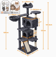 Arbre à chat, griffoir et condo intégrés, maison pour chat en peluche gris foncé et sisal, perchoir compact pour affûter les griffes