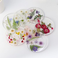 Sous-verre en résine naturelle exquise avec fleurs préservées, tapis pour tasses à thé et café, cadeau artisanal créatif, décoration chaleureuse pour la maison G'k'z'l