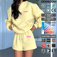 Ensemble sweat à capuche et short pour femme, tendance et décontracté, idéal pour le quotidien, personnalisable avec logo