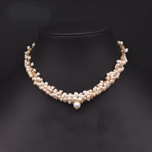 Collar de Perlas de Agua Dulce Natural, Diseño de Flor de Camelia Chapado en Oro de Varias Capas, Elegante Collar de Perlas para <span class=keywords><strong>Novia</strong></span> de Boda - Product Image 3