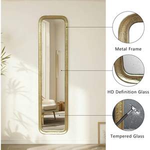 PARISLOFT Espejo de cuerpo entero con marco de metal de 57.3 x 14.1 pulgadas, espejo de pie de estilo vintage para dormitorio o vestidor - Product Image 5
