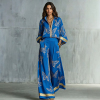 Ensemble deux pièces bohème transfrontalier printemps/été 2026 : cardigan ample à imprimé animal rétro sexy col en V profond et pantalon large