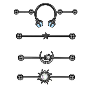 1pcs Pendentif cœur papillon en acier inoxydable noir avec pierre principale en zircon <span class=keywords><strong>Bijoux</strong></span> de <span class=keywords><strong>piercing</strong></span> pour pont d'oreille - Product Image 5