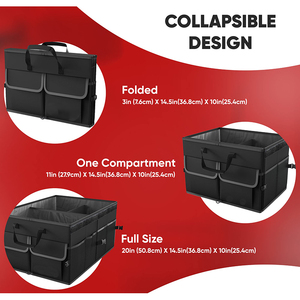 Organizer Pieghevole per Bagagliaio con Fondo Antiscivolo, Contenitore Multi-Scomparto, Cinghia di Fissaggio Regolabile per Auto e SUV - Product Image 3