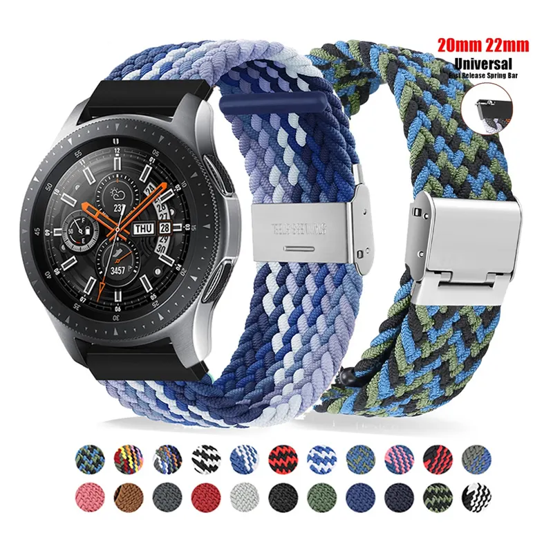 IVANHOE 20mm 22mm Band for Samsung Galaxy Watch 4 Nylon Braided Loop Strap for Galaxy Watch 4 Classic 42 46mm For Amazfit gts 2