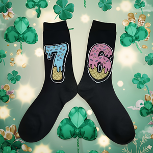 Chaussettes 6 7 <span class=keywords><strong>Meme</strong></span> Drôles et Originales pour Garçons et Hommes – Chaussettes Jacquard Goutte de Crème Six Sept – Cadeau Amusant en Gros - Product Image 3