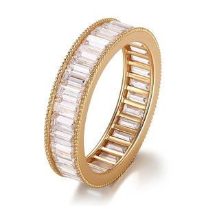 Anillo de Diamantes de Laboratorio con Corte Baguette en Oro de 10K para Mujer, Marca Xinfly, Diseño de Eternidad Completa, Anillo de Compromiso de Lujo y Moda - Product Image 2