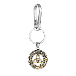 Porte-clés personnalisé à thème celtique, pendentif bicolore en alliage de zinc avec mousqueton en cuir, cadeau unisexe, breloque - Product Image 5