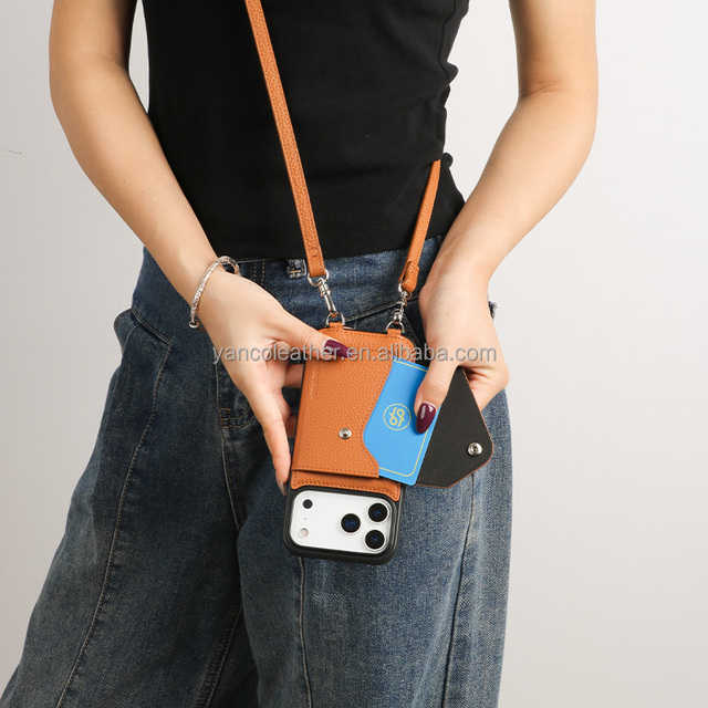 Luxury Leather Crossbody Phone Case for iPhone 17 Pro Max Includes Strap and Lanyard