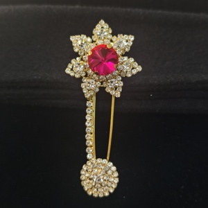 Bros Pin Pengaman Xulin Vintage Royal Blue Sapphire Sunflower Full Crystal <span class=keywords><strong>Rhinestone</strong></span> Applique untuk Gaun Pernikahan & Gaun Malam - Product Image 3