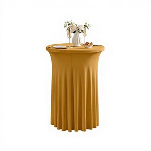 Factory Direct Supply Modern Elastic Polyester Round Table Cover for Cocktail Skirt Banquet High Bar Cross-Border - Product Image 3