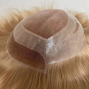 Mono+Lace Base Mens Remy Hair French Lace Natural Wave <b>Wigs</b> Toupee Piece Hair System for Light <b>Brown</b> Good Quality BH #22 - Product Image 4