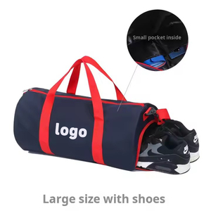 Logo personnalisé <span class=keywords><strong>Sac</strong></span> de voyage en toile pour hommes et femmes <span class=keywords><strong>Sac</strong></span> à main léger et durable en coton Weekender pour la nuit Bleu - Product Image 5