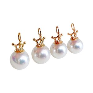 Base de pendentif en or massif 18 carats poli miroir, incrustée de diamants clairs étincelants, pour incrustation personnalisée de perle d'eau douce. - Product Image 2