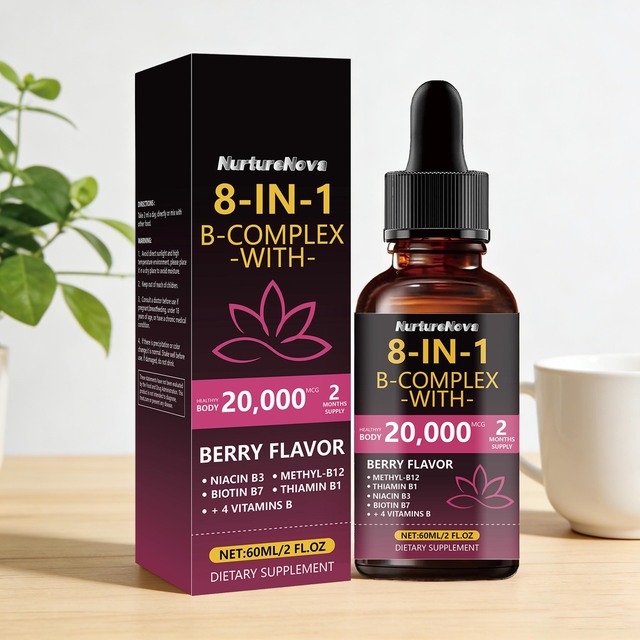 Cross Border Export of 8-IN-1 B-Complex DROPS Dietary Supplement 60ml Source Factory Direct Sales Support O EM