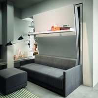 Mécanisme de Lit Mural Escamotable Vertical Gain de Place Pliant Manuel Rangement Discret avec Étagère à Livres Pieds de Lit Automatiques et Canapé
