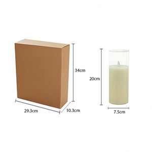 Ensemble de bougies LED sans flamme en verre blanc, bougies électroniques en forme de pilier avec lumière de flamme vacillante - Product Image 3