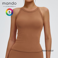 Camiseta Deportiva con Sujetador Incorporado para Mujer, Tirantes Cruzados en la Espalda, Ajustada, Nuevos Colores Retro para Yoga, Gimnasio y Fitness