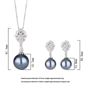 Factory Wholesale Eco-friendly Copper 14MM Black Pearl Fashion Temperament Strand Jewelry <b>Sets</b> for Women - Product Image 3