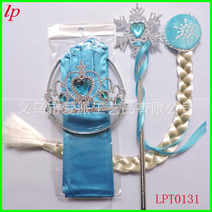 Frozen Children's Crown Wig Braids <b>Magic</b> Wand Gloves <b>Set</b> For Girls Party Costume LPT0131 - Product Image 1