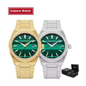 Reloj Mecánico de Lujo con Esfera de Malaquita, Personalizable con su Logotipo, Esmerilado, con Caja Trasera de Esqueleto Automático para Hombre - Product Image 1