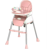 Chaise haute multifonctionnelle pour bébé avec ceinture de sécurité, assiette pour enfants, jouets, table à manger, plastique, hauteur réglable