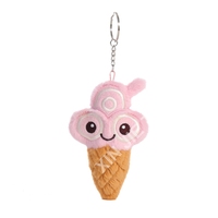 Porte-clés en peluche en forme de crème glacée personnalisé OEM/ODM, breloques de sac en peluche de crème glacée de dessin animé, porte-clés souple de petite taille en forme de crème glacée