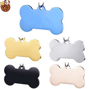 Etiquetas de identificación de perro y gato con forma de hueso de acero inoxidable con texto personalizado de Metal personalizado más vendido - Product Image 2