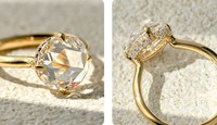 Anillo Sofisticado y Elegante de Estilo Europeo con un Diamante Redondo de Corte Rosa Cultivado en Laboratorio, Engastado en Oro Amarillo de 18K, IGIsweet