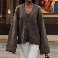 Européen américain décontracté chaud à manches longues couleur unie tricoté Cardigan automne simple boutonnage Offre Spéciale pull avant Logo bouton