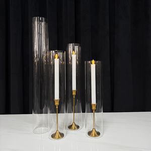 <span class=keywords><strong>Vase</strong></span> cylindrique en verre ajouré à rayures pour bougie, centre de table <span class=keywords><strong>ouvert</strong></span>, décoration de mariage - Product Image 4