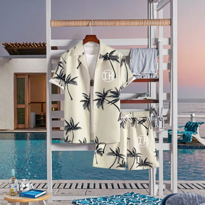 <span class=keywords><strong>Conjunto</strong></span> de Dos Piezas para <span class=keywords><strong>Hombre</strong></span>, Estilo <span class=keywords><strong>Hawaiano</strong></span>, Camisa de Manga Corta con Botones y Cuello Solapa, Pantalones Cortos con Cordón y Bolsillos, Venta en Línea - Product Image 5