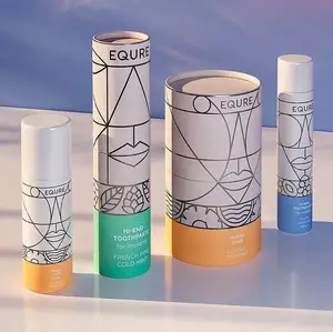 Kotak kemasan tabung kertas botol kosmetik bulat ramah lingkungan kustom desain mewah harga grosir untuk botol tetes 100ml