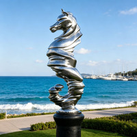 Statue d'animal extérieure personnalisable, sculpture moderne de libellule en acier inoxydable poli miroir pour jardin et bassin