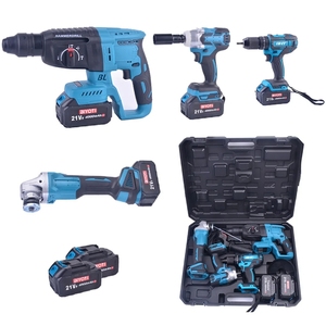 Kit d'assemblage d'outils électriques professionnels sans fil, perceuse à percussion de 13 mm avec brosse et deux batteries - Product Image 6